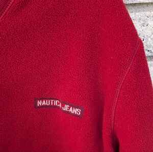 Vintage Nautica Jeans Fleece Sweatshirt Mens SIZE MEDIUM Red 90s Comfy EUC
